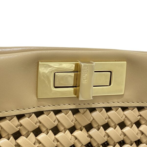 37962668 17 Fendi Peekaboo Iconic Medium Handbag Braided Nappa Leather Beige