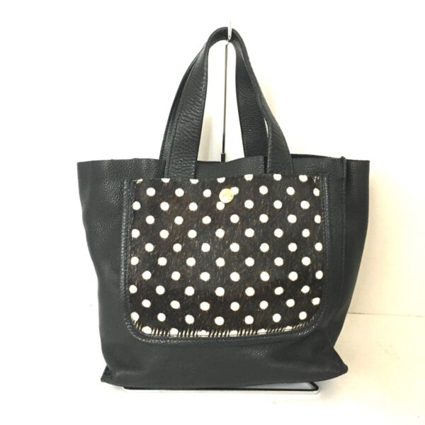 37963464 1 Furla Tote Bag Dot Pattern Leather Harako Black Brown Ivory