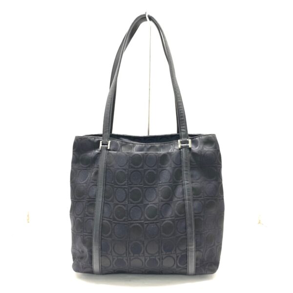 37964502 1 Salvatore Ferragamo Gancini Tote Bag Nylon Leather Black