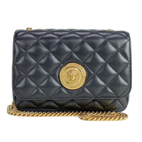 37964616 1 Versace Chain Shoulder Quilted Bag Leather Black