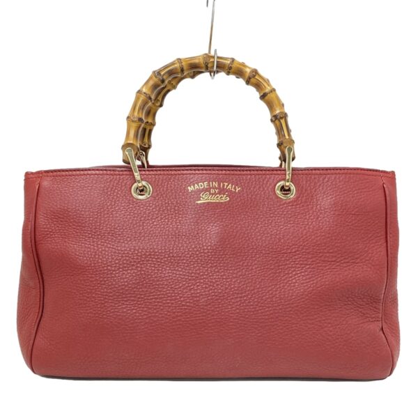 37965742 1 Gucci Bamboo Shopper Tote Bag Leather Bamboo Red