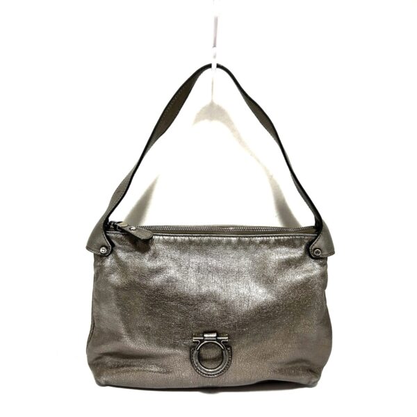 37972101 1 Salvatore Ferragamo Gancini Handbag Leather Silver