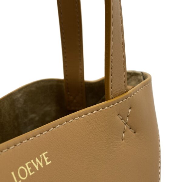 37980223 15 Loewe Puzzle Fold Mini Tote Shiny Calf Leather Warm Desert Black