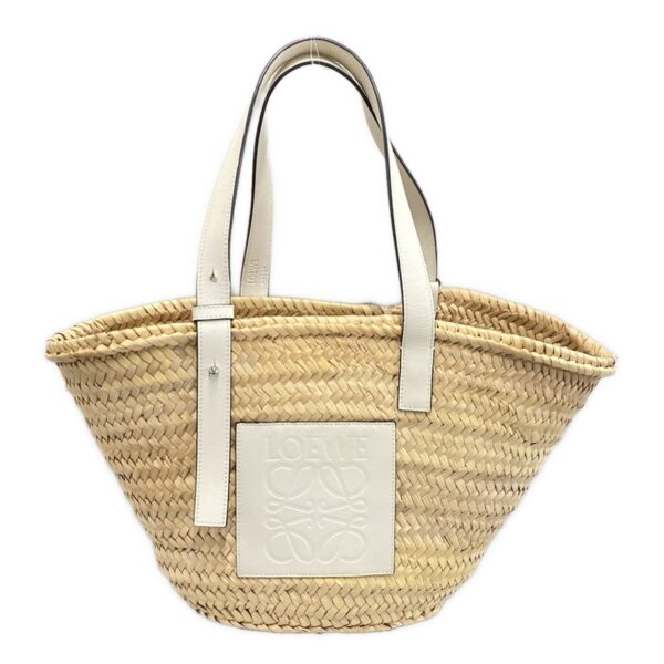 37980285 1 Loewe Basket Tote Bag Palm Leaf Calfskin Natural White