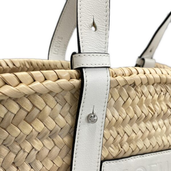 37980285 14 Loewe Basket Tote Bag Palm Leaf Calfskin Natural White