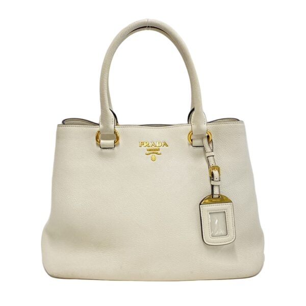 37984493 1 Prada Tote Bag Leather Tag Leather Ivory