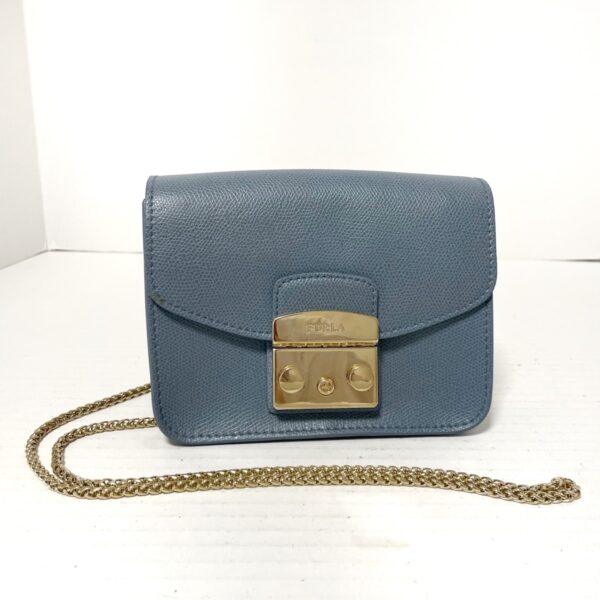 37985833 1 Furla Metropolis Shoulder Bag Leather Blue Gray