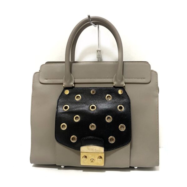 37988688 1 Furla Handbag Leather Gray Black