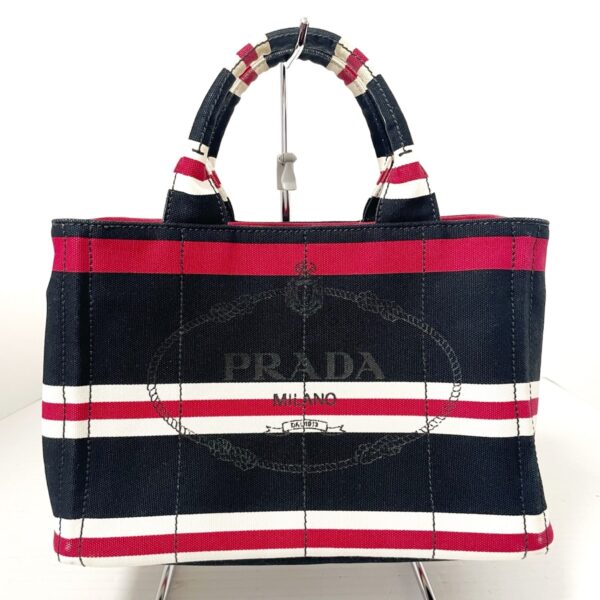 37990623 1 Prada Canapa Tote Bag Dark Navy Red White