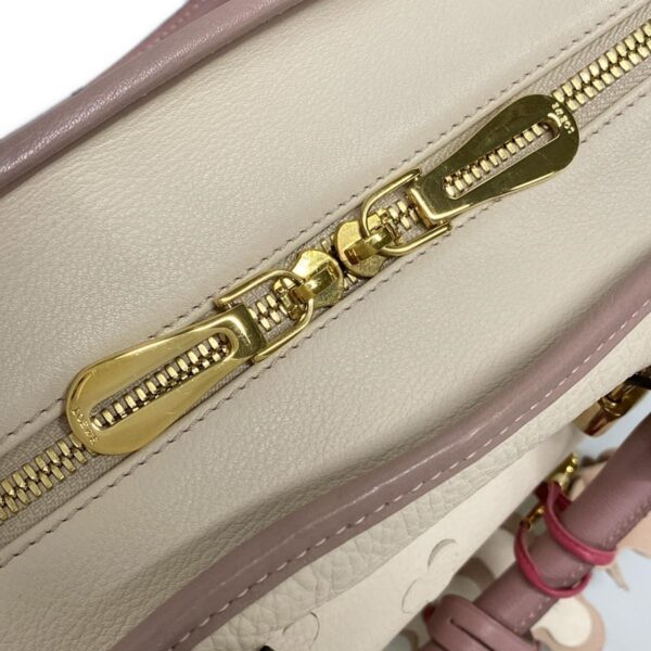 37992624 17 Loewe Amazona 28 Cherry Blossom Handbag Punching Leather White Pink Beige Pink