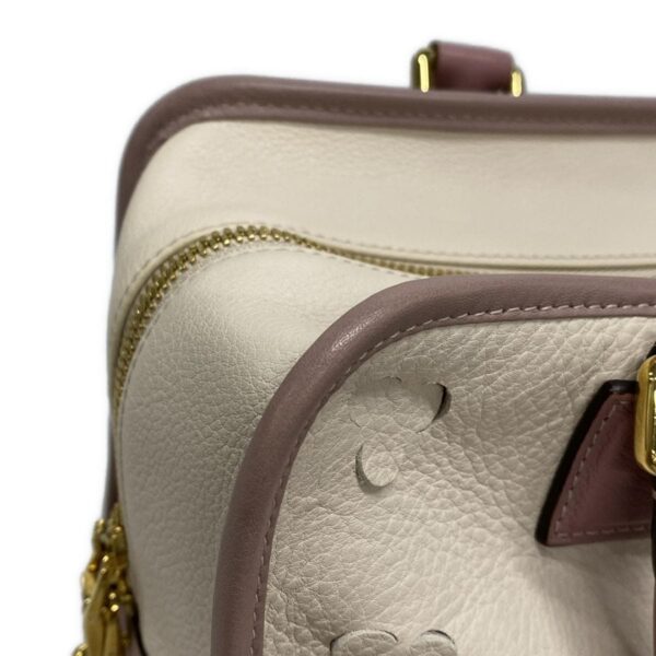 37992624 20 Loewe Amazona 28 Cherry Blossom Handbag Punching Leather White Pink Beige Pink