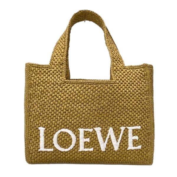 37993902 1 Loewe Font Small Basket Tote Bag Leather Ocher Yellow