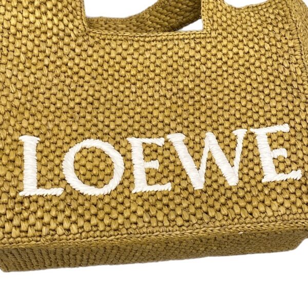 37993902 12 Loewe Font Small Basket Tote Bag Leather Ocher Yellow