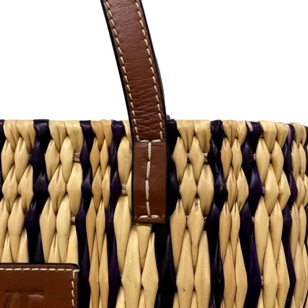 37999614 15 Loewe Square Basket Small Tote Bag Stripe Leather Beige Blue Brown