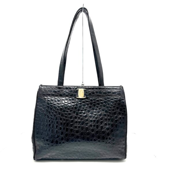 37999666 1 Salvatore Ferragamo Vara Tote Bag Embossed Leather Black