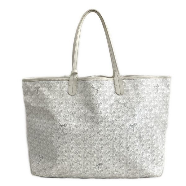 38002604 3 Goyard Saint Louis PM Tote Bag White Dark Gray Gray Leather