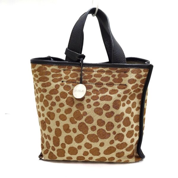 38002799 1 Furla Tote Bag Giraffe Pattern Leather Light Brown