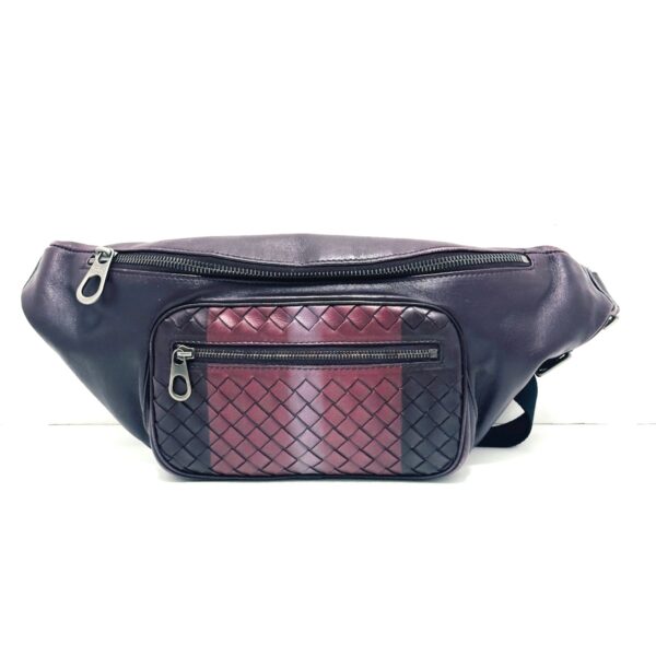 38003097 1 Bottega Veneta Intrecciato Waist Pouch Leather Purple Bordeaux