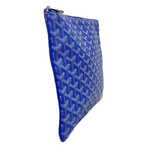 38003195 20 Goyard Sena MM Clutch Bag Initial Engraved Blue Multi Leather