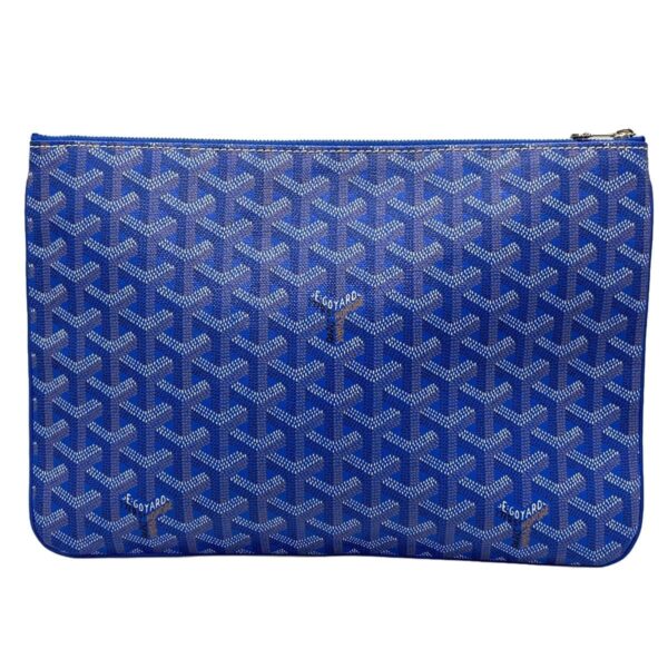 38003195 3 Goyard Sena MM Clutch Bag Initial Engraved Blue Multi Leather