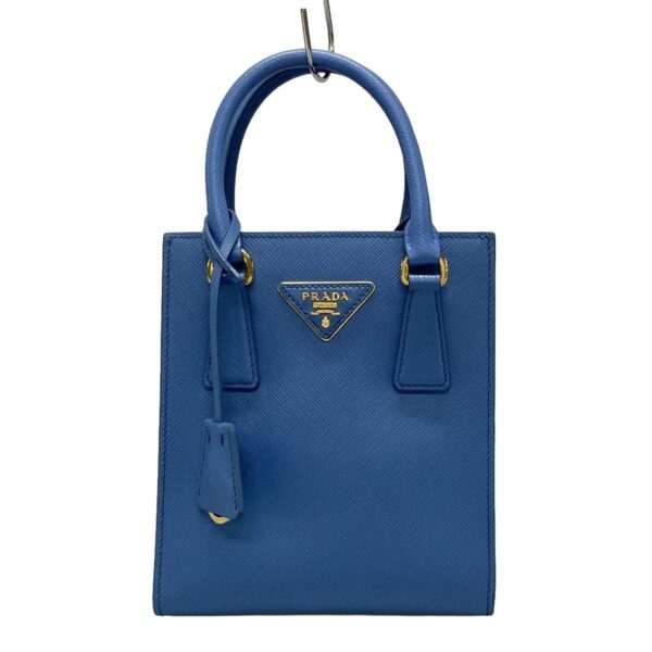 38003203 1 Prada Triangle Handbag Mini Bag Leather Blue