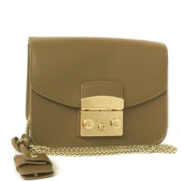 38004267 1 Furla Metropolis Shoulder Bag Chain Mini Bag Leather Brown