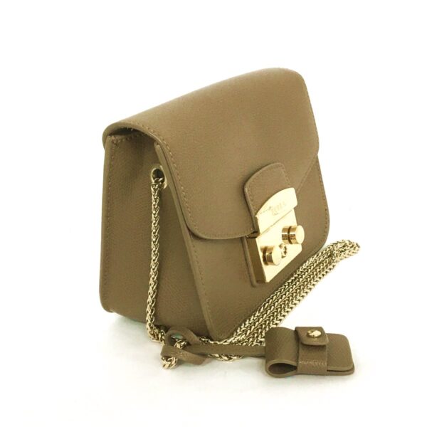 38004267 2 Furla Metropolis Shoulder Bag Chain Mini Bag Leather Brown