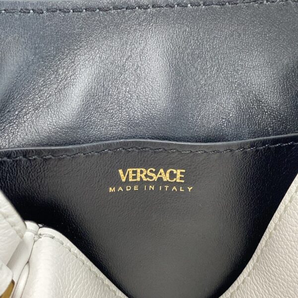 38004310 12 Versace La Medusa Small Handbag Top Handle Leather White Black