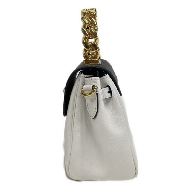 38004310 2 Versace La Medusa Small Handbag Top Handle Leather White Black