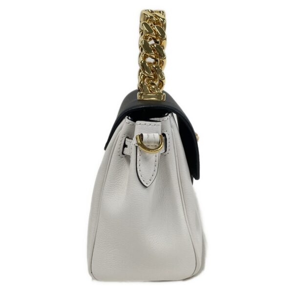 38004310 4 Versace La Medusa Small Handbag Top Handle Leather White Black