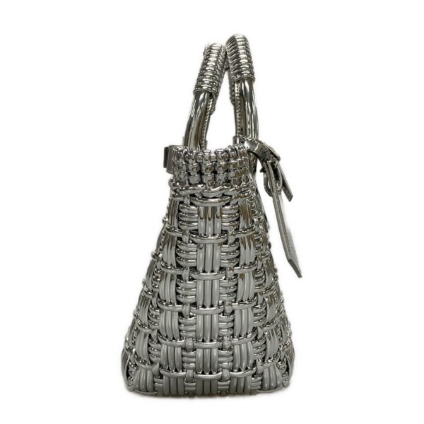 38005672 2 Balenciaga Bistro XS Basket Tote Bag Cotton Silver