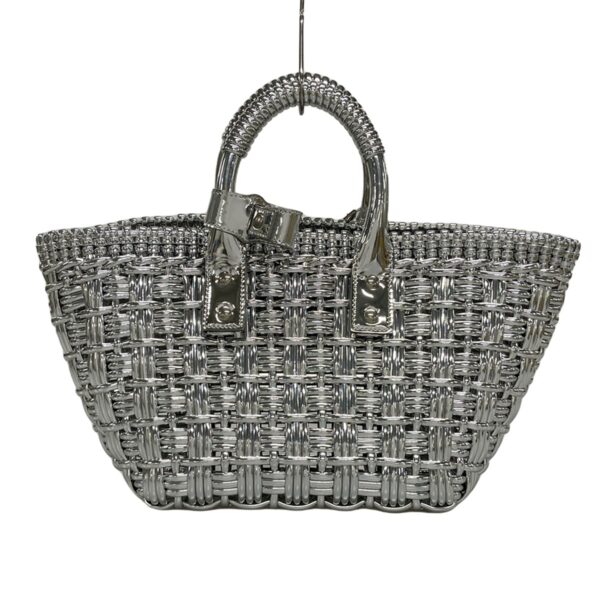 38005672 3 Balenciaga Bistro XS Basket Tote Bag Cotton Silver