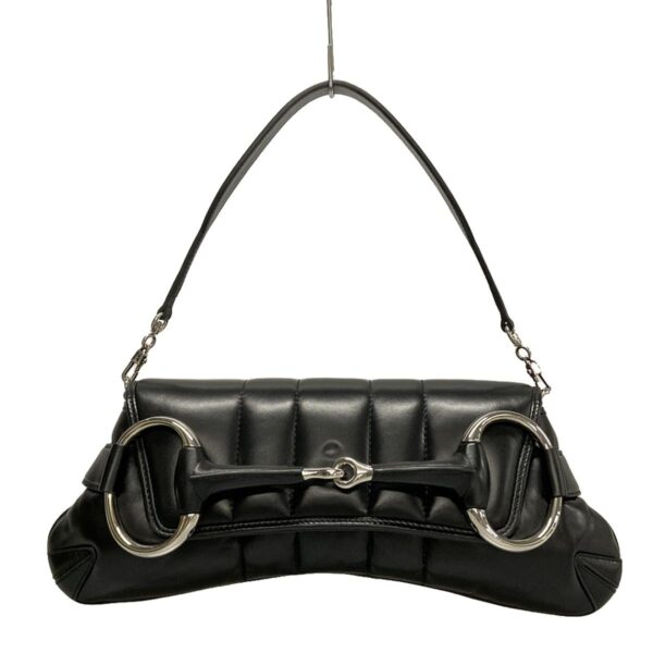 38005743 1 Gucci Horsebit Chain Medium Shoulder Bag Strap Leather Black