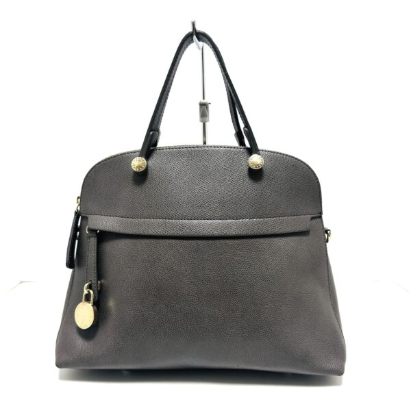 38007838 1 Furla Piper Handbag Leather Dark Gray