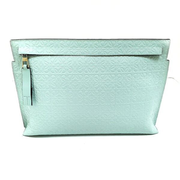 38008322 1 Loewe T Pouch Repeat Clutch Bag Embossed Leather Green