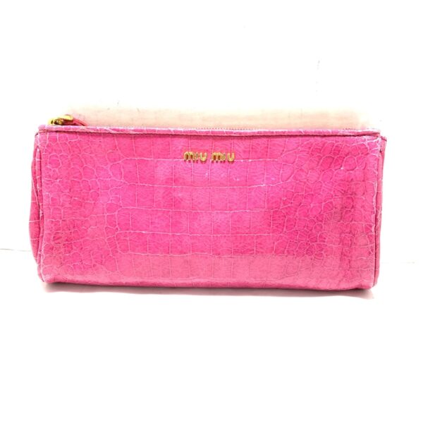 38011783 1 Miu Miu Pouch Embossed Pink Leather