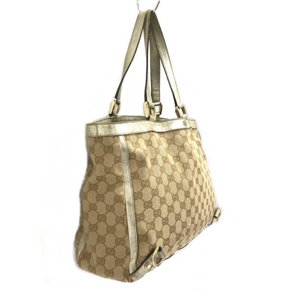 38012562 2 Gucci Abby GG Pattern Tote Bag Leather Beige Brown