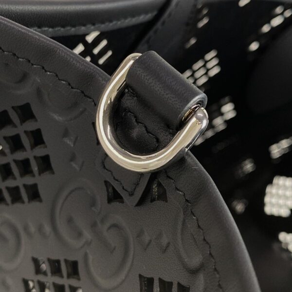 38014068 18 Gucci Small Tote Bag Diamond Cutout Leather Black