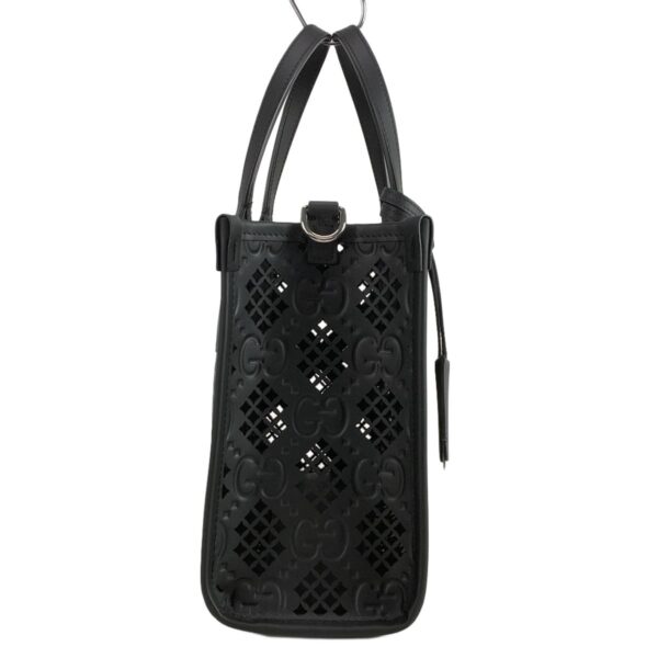 38014068 2 Gucci Small Tote Bag Diamond Cutout Leather Black