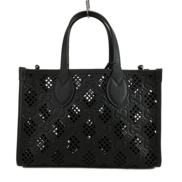 38014068 3 Gucci Small Tote Bag Diamond Cutout Leather Black