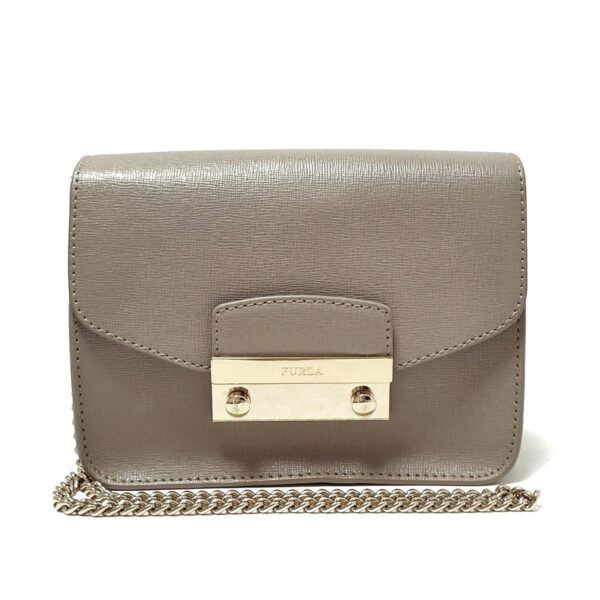 38014920 1 Furla Julia Shoulder Bag Chain Shoulder Mini Bag Leather Gray