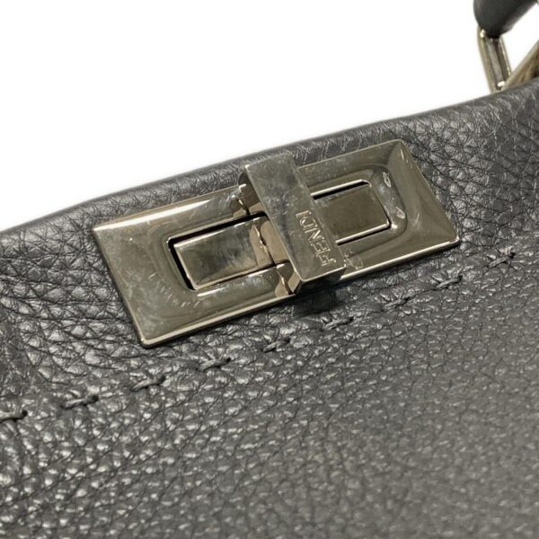 38016002 17 Fendi Peekaboo Iconic Medium Celeria Handbag Leather Dark Gray