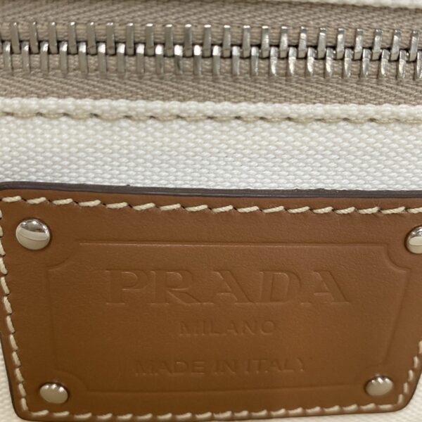 38016159 12 Prada Canapa Tote Bag Leather Tag White Brown