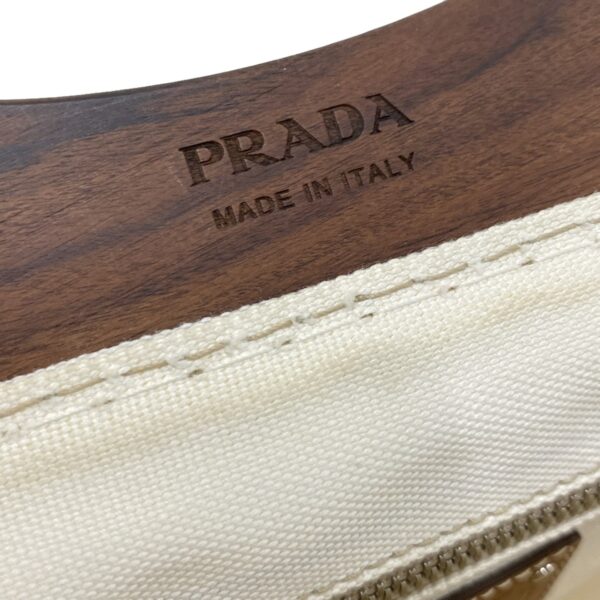 38016159 18 Prada Canapa Tote Bag Leather Tag White Brown