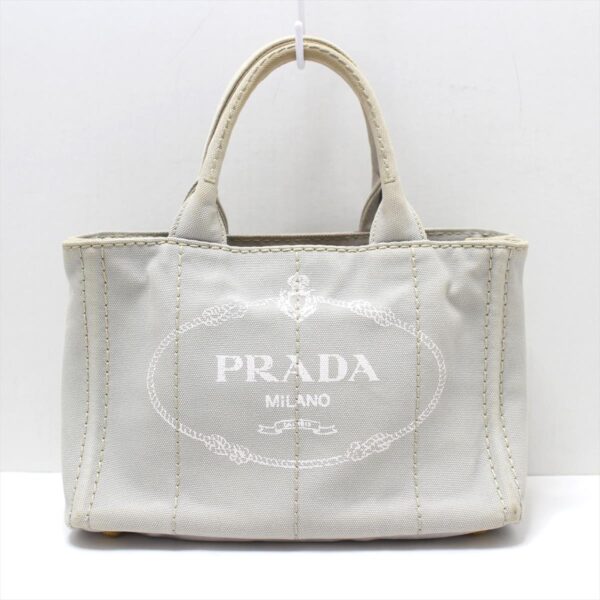 38017619 1 Prada Canapa Tote Bag Leather Nube Light Gray