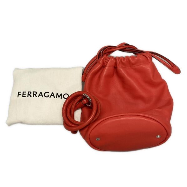 38018442 11 Salvatore Ferragamo Cage Bag Handbag Drawstring Leather Red