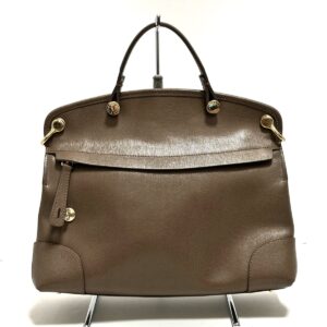 38019855 1 Burberry Leather Enamel Handbag Brown Khaki