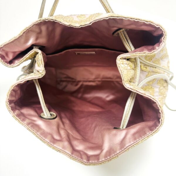 38020129 7 Miumiu Shoulder Bag Drawstring Pink Beige Leather