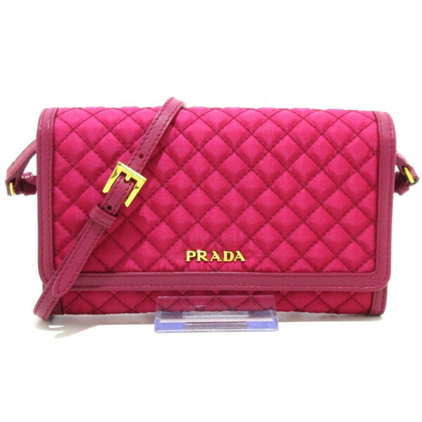 38020740 1 Prada Wallet Shoulder Wallet Quilted Leather Ibisco Pink