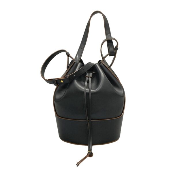 38020912 1 Loewe Balloon Medium Shoulder Bag Drawstring Leather Black